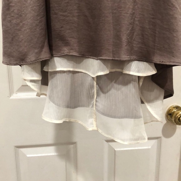 Brown Slip Dress with Lace Accents - Picture 3 of 6